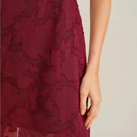 Wine Red Floral Tie Strap Mini Dress - Picture 2 of 5